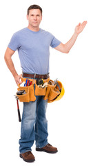 Construction Worker Contractor on White