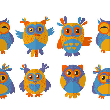 Seamsless pattern with cute owl Vector image