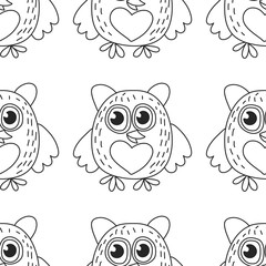 Seamsless pattern with cute owl Vector image