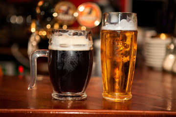 Cold beer in glasses