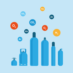 Gas bottles vector illustration