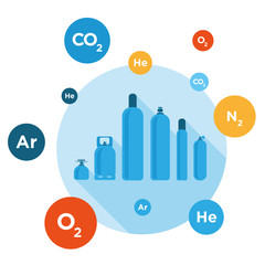 Gas bottles flat vector illustration