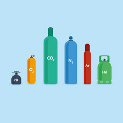 Color gas bottles vector illustration