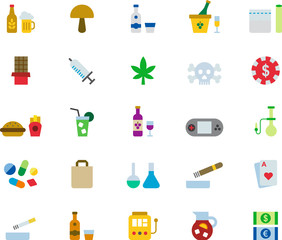 DRUGS & ADDICTIONS colored flat icons