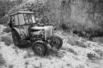 Old abandoned rusted tractor, Greece