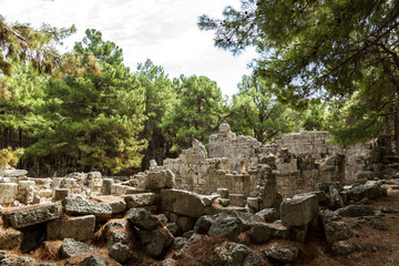 Fototapeta na wymiar the ruins of the ancient city of Phaselis
