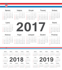 Vector Croatian circle calendars 2017, 2018, 2019