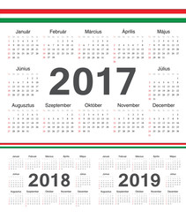 Vector Hungarian circle calendars 2017, 2018, 2019