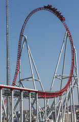 Roller coaster ride at a theme park