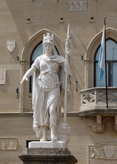 Warrior of marble called Statua della Liberta in San Marino Coun
