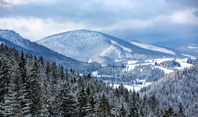 winter mountain scene in Slovakia