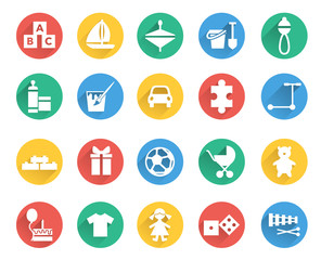 Toys and children icons vector set