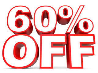 Discount 60 percent off. 3D illustration on white background.