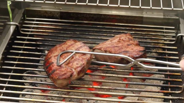 Filetsteaks of beef on a grill