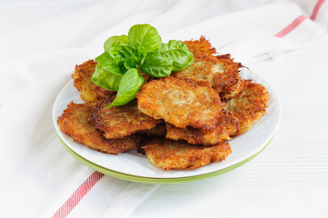 Potato pancakes on plate