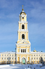 Fototapeta na wymiar The bell tower at Holy Trinity Seraphim-Diveevo monastery