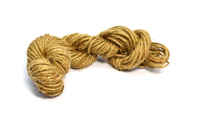 Hemp rope on white background