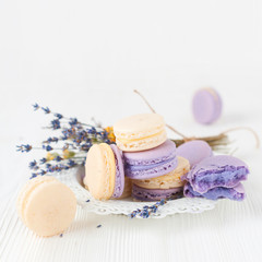 Lavender and vanilla macarons