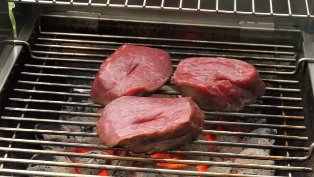 Filetsteaks of beef on a grill