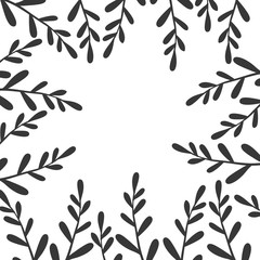 border with black branches and leaves vector illustration