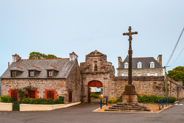 street old Breton town Treguier, France