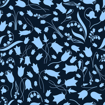 Bell flower pattern. Campanula. Lily. Bluebell pattern. Blue bell.