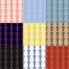Set of nine feminist seamless patterns