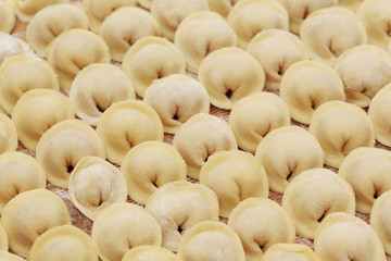 Homemade pelmeni background