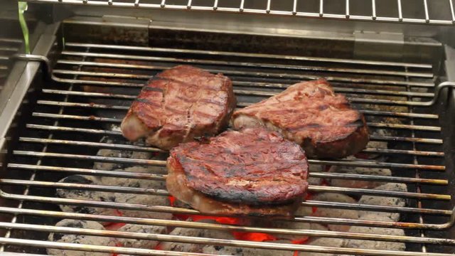 Filetsteaks of beef on a grill