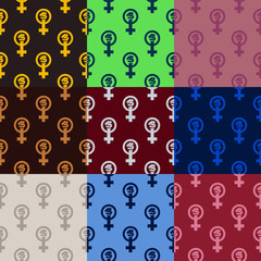 Set of nine feminist seamless patterns