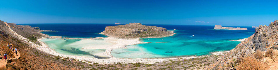 Fototapeta na wymiar Panoramic view of Balos lagoon and Gramvousa beach, western Crete, Greece