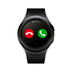 Smart watch with incoming call. Vector isolated illustration of calling smart watch.