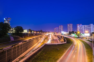Fototapeta na wymiar Night view of Katowice, Silesia. 