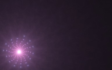 fractal purple asterisk as a jellyfish in the fog with glowing tentacles