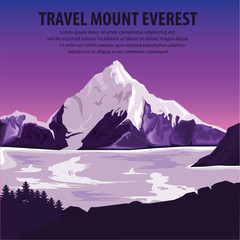 illustration vector. Travel the world . Travel around mountains Everest and beautiful landscape . Travel and Famous Landmarks. highest mountains Everest.