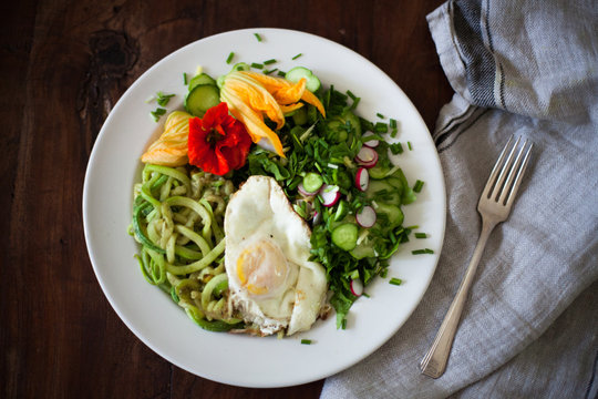 Overhead View Of Healthy Food Served On A Plate