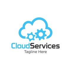 Cloud Logo,Cloud Services,Cloud Computing. Gear Logo. Vector Logo Template