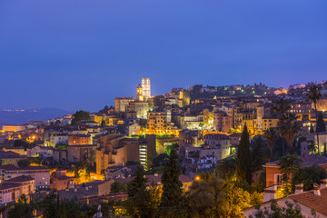 Fototapeta na wymiar Town of Grasse after sunset