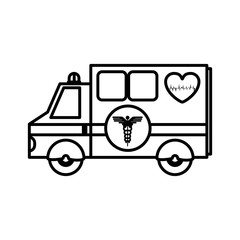 Silhouette ambulance truck with medical symbol vector illustration