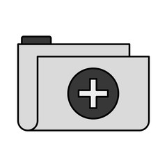 silhouette folder medical with shape cross vector illustration