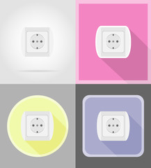 electrical socket flat icons vector illustration