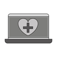 monochrome laptop with heart on display vector illustration