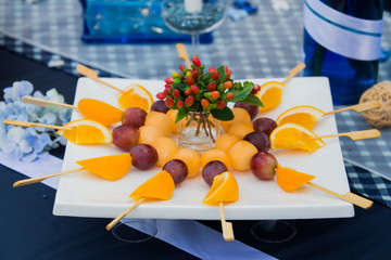 fruit and egg yoke fudge balls cooked in syrup in party