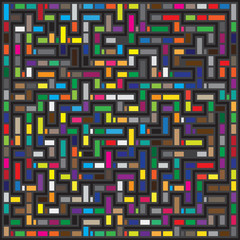 Vector Multicolor Maze Geometric Pattern