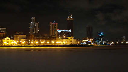 Fototapeta na wymiar Winter night cityscape. Yekaterinburg. December