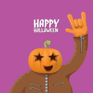 Rock n roll Happy halloween vector greeting card