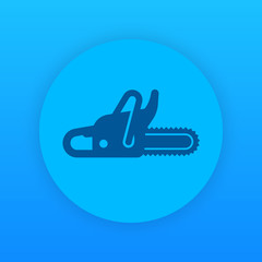 Chainsaw round icon, logging equipment