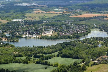 Obraz premium aerial view of the small town of Acton in Southern Ontario Canada