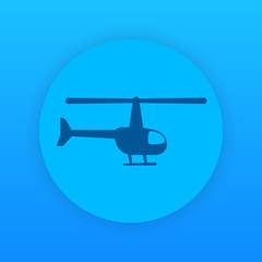 helicopter blue round icon, vector illustration