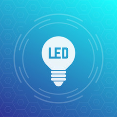 led light bulb icon, energy saving technology